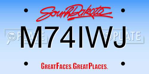 M74IWJ South Dakota License Plate