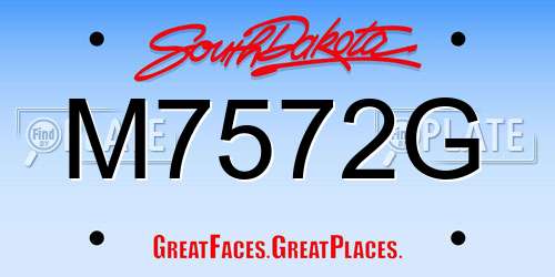 M7572G South Dakota License Plate