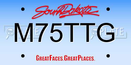 M75TTG South Dakota License Plate