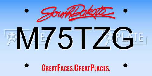 M75TZG South Dakota License Plate