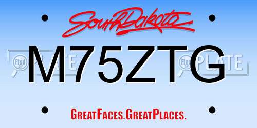 M75ZTG South Dakota License Plate