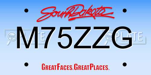 M75ZZG South Dakota License Plate