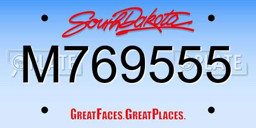 M769555 South Dakota License Plate