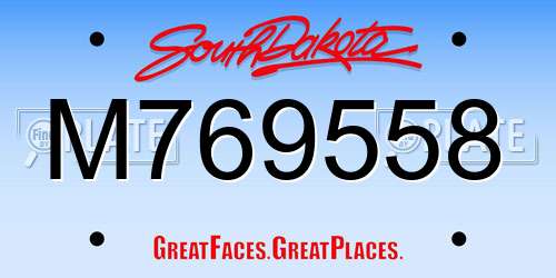 M769558 South Dakota License Plate