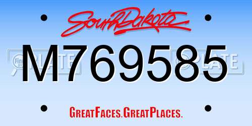 M769585 South Dakota License Plate