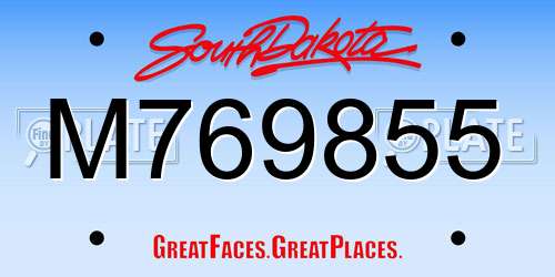 M769855 South Dakota License Plate