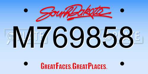 M769858 South Dakota License Plate