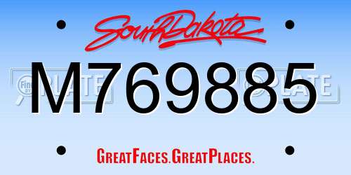 M769885 South Dakota License Plate