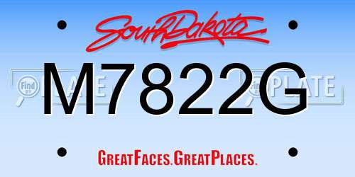 M7822G South Dakota License Plate
