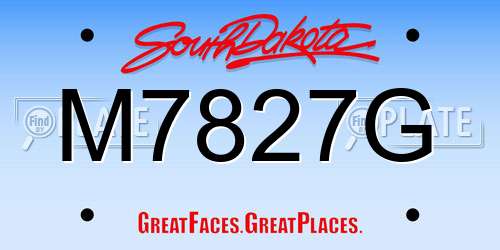 M7827G South Dakota License Plate
