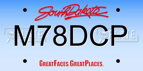 M78DCP South Dakota License Plate