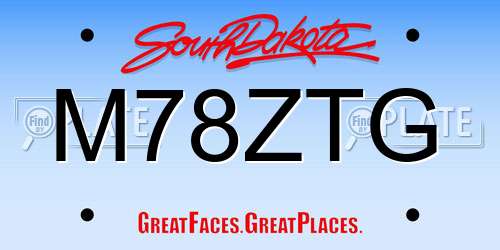 M78ZTG South Dakota License Plate