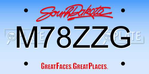 M78ZZG South Dakota License Plate