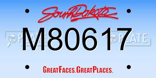 M80617 South Dakota License Plate