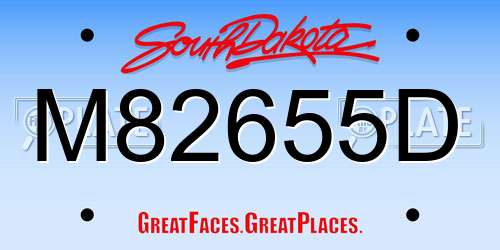 M82655D South Dakota License Plate