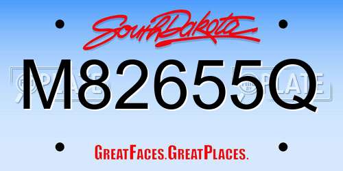 M82655Q South Dakota License Plate
