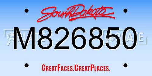M826850 South Dakota License Plate
