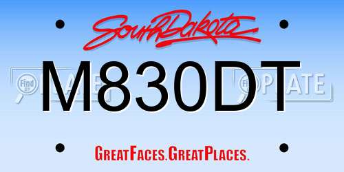 M830DT South Dakota License Plate