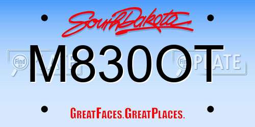 M830OT South Dakota License Plate