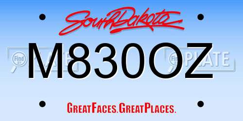 M830OZ South Dakota License Plate