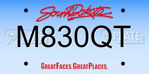 M830QT South Dakota License Plate