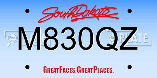 M830QZ South Dakota License Plate
