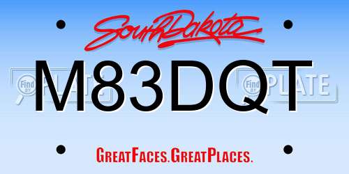 M83DQT South Dakota License Plate