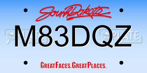 M83DQZ South Dakota License Plate