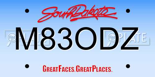 M83ODZ South Dakota License Plate