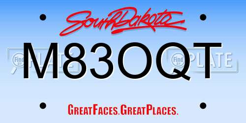 M83OQT South Dakota License Plate