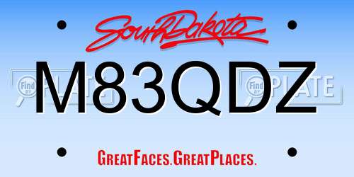 M83QDZ South Dakota License Plate