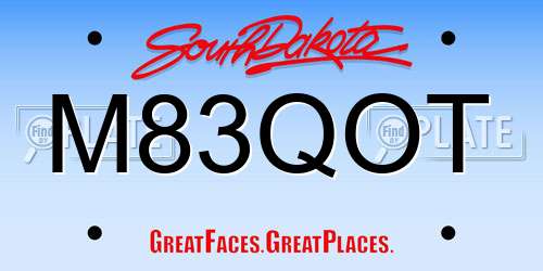 M83QOT South Dakota License Plate