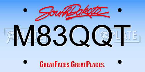 M83QQT South Dakota License Plate