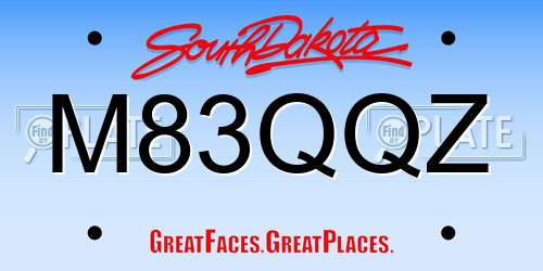 M83QQZ South Dakota License Plate