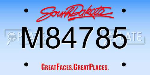 M84785 South Dakota License Plate