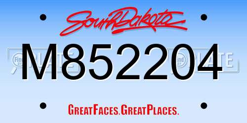 M852204 South Dakota License Plate