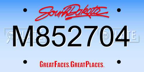 M852704 South Dakota License Plate