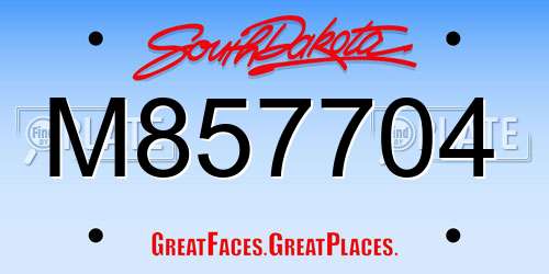 M857704 South Dakota License Plate