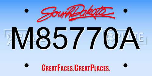 M85770A South Dakota License Plate