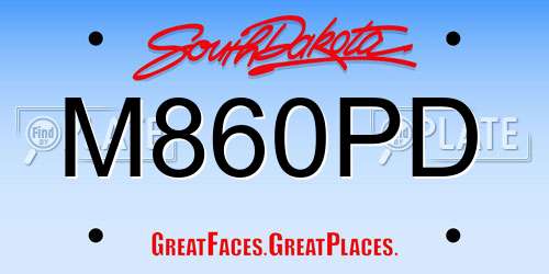 M860PD South Dakota License Plate
