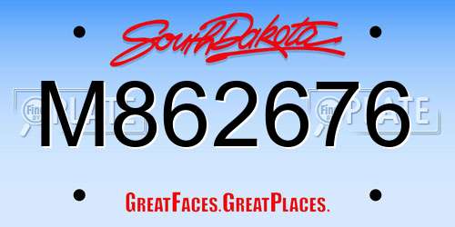M862676 South Dakota License Plate