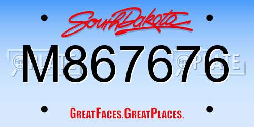 M867676 South Dakota License Plate