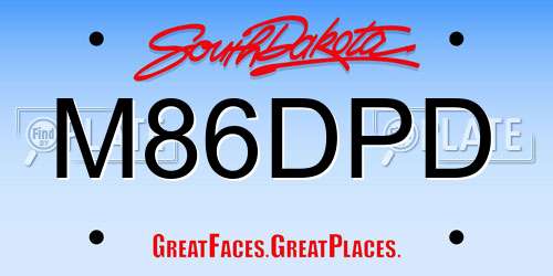 M86DPD South Dakota License Plate