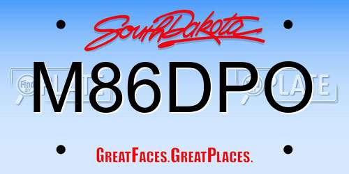 M86DPO South Dakota License Plate