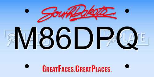 M86DPQ South Dakota License Plate