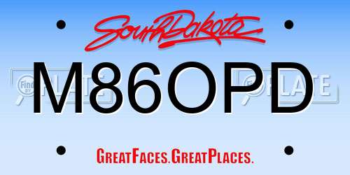 M86OPD South Dakota License Plate