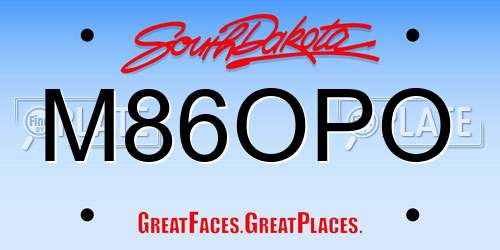 M86OPO South Dakota License Plate