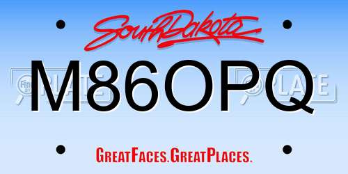 M86OPQ South Dakota License Plate
