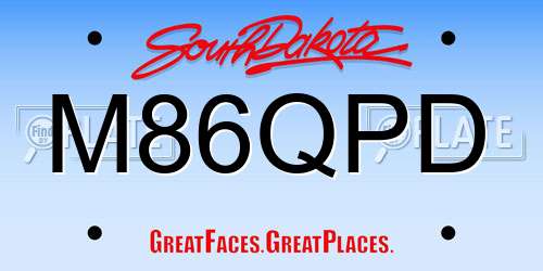 M86QPD South Dakota License Plate