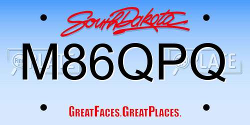 M86QPQ South Dakota License Plate